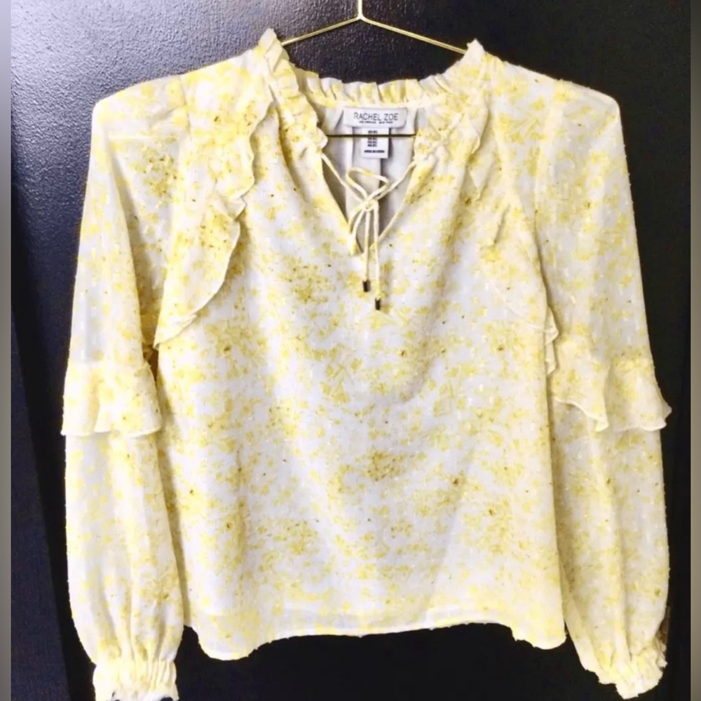 Rachel Zoe Yellow Floral Women's Top M